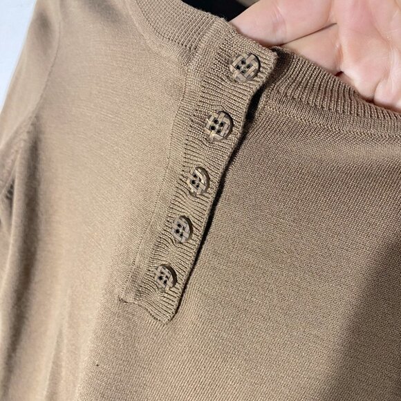 Vintage Carlisle Tan Brown Silk Cotton Blend Light Sweater M - Picture 8 of 11